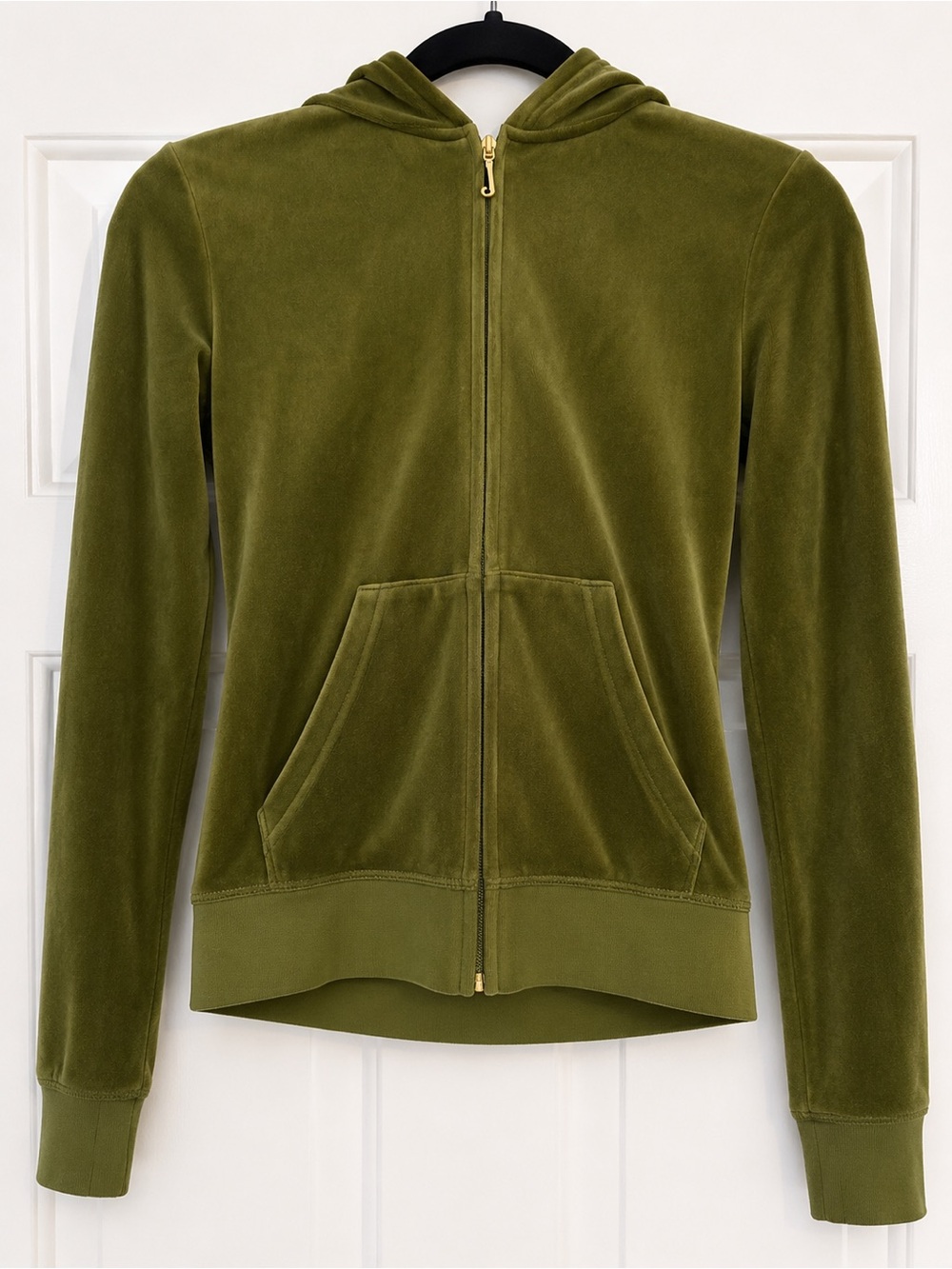 Juicy Couture Olive Green Velour Zip Hoodie | Made in USA | Women's Small - Picture 3 of 6